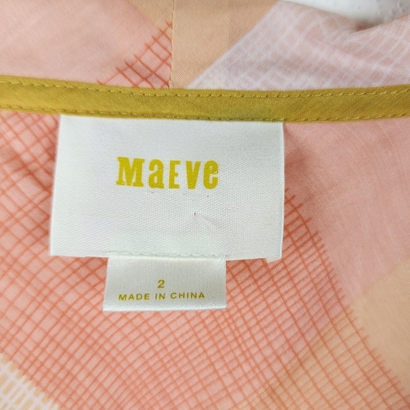 Maeve Anthropologie Boho Plaid Button-Down Blouse Top with Tie Front Neck Size 2 - Picture 4 of 10